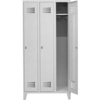 STIER Garderobenspind Premium mit Füßen 3 Abteile Drehriegel lichtgrau von STIER