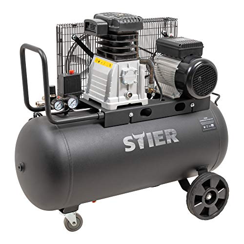 STIER Kompressor LKT 880-10-90, 3000 W, max. Druck 10 bar, 90 Liter Tank, 81 kg, geeignet für Anwendungen mit hohem Luftbedarf, Reifenwechsel, Bauarbeiten von STIER