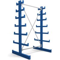 STIER Kragarmregal doppelseitig 1 Feld mit 6 absteigenden Ebenen 1300x2000x500mm enzianblau von STIER