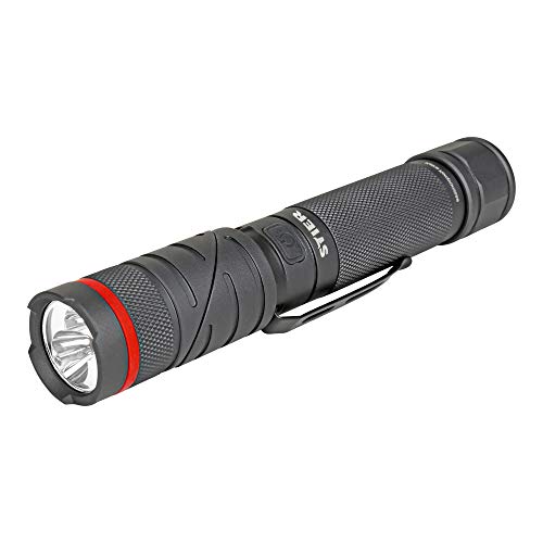 STIER LED-Taschenlampe mit wiederaufladbarem Akku, UV-Licht, 300 Lumen, Winkelkopf, vielseitig einsetzbar für Inspektionen, UV Lampe mit Schwarzlichtfunktion, robust und langlebig von STIER