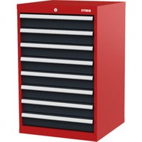 STIER Schubladenschrank mit 8 Schubladen BxTxH 600x575x920 mm rot/anthrazitgrau von STIER