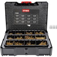 Spanplattenschrauben-Systainer i t-loc mit 1.380 Schrauben, Transportkiste, Systainer mit Sortiment, Kombinierbarer Systainer, Stapelbarer Koffer, von STIER