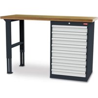 STIER Werkbank BxTxH 1500x600x1060 mm mit 1 Schrankgehäuse der Breite 600 mm RAL 7016 / RAL 7035 von STIER