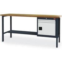 STIER Werkbank mit 1 Schublade und 1 Tür BxTxH 2000x600x960 mm RAL 7016 / RAL 7035 von STIER