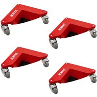 Alu-Eckenroller-Set Tragkraft 100 kg 305x165x85 mm, Schwerlastrollen für Möbel und schwere Lasten, Transportrolle mit Pulverbeschichtung und von STIER