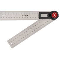 Digitaler Winkelmesser sdw 200, Winkelschmiege mit Feststellfunkion, LCD-Display ±0,3° rostfreier Stahl 200 mm, Lineal aus Edelstahl, relativeund von STIER