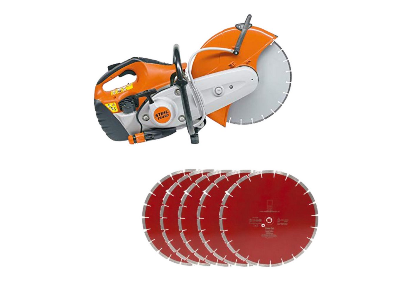 STIHL Trennschleifer Stihl TS 420 Trennschleifer plus 5 Stück Power Cut Diamantscheibe von STIHL