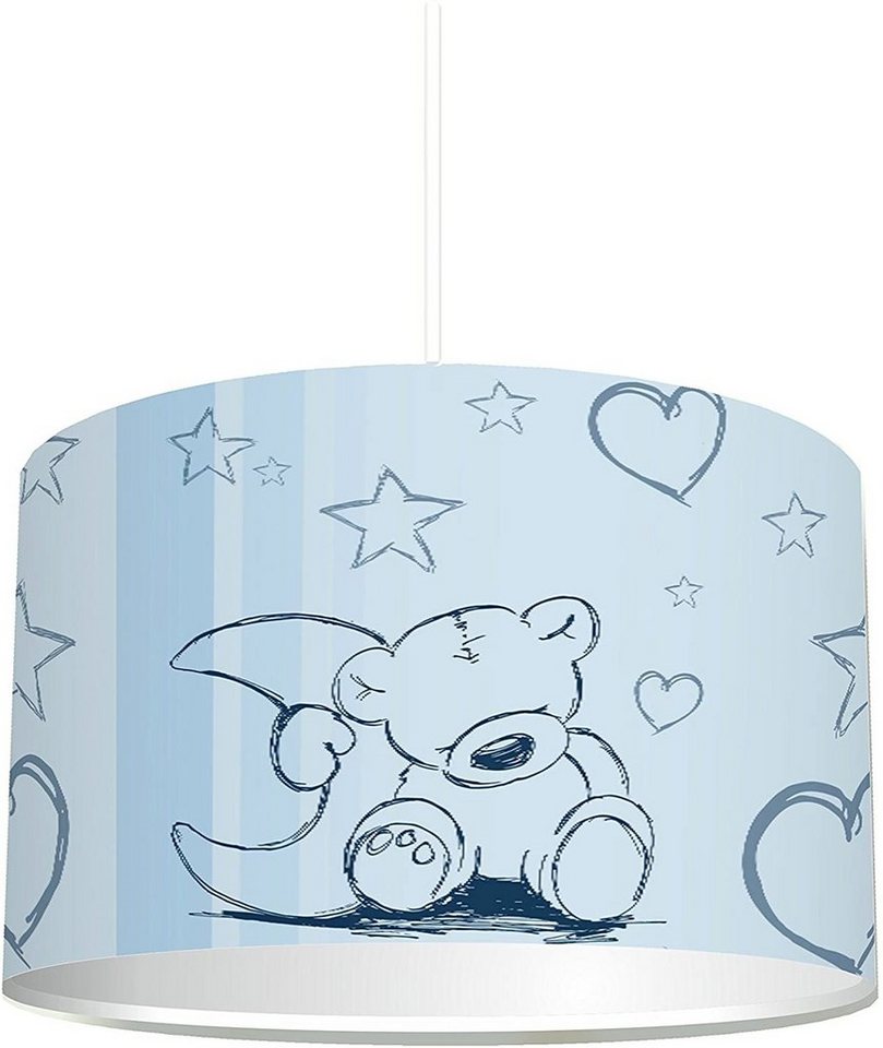 STIKKIPIX Lampenschirm KL03, Kinderzimmer Lampenschirm Teddy in blau, kinderleicht eine Blaue Teddybär-Lampe erstellen, als Steh- oder Hängeleuchte/Deckenlampe, perfekt für Teddybär-begeisterte Jungen & Mädchen von STIKKIPIX