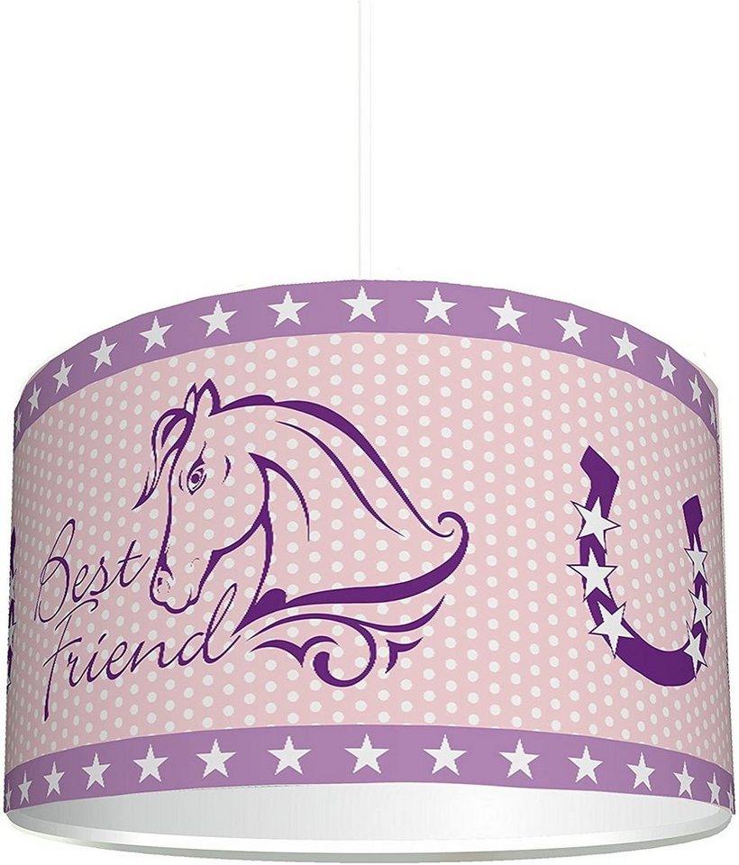 STIKKIPIX Lampenschirm KL25, Lampenschirm Pink Horse World", kinderleicht eine rosa Pferde-Lampe erstellen, als Steh- oder Hängeleuchte/ Deckenlampe" von STIKKIPIX