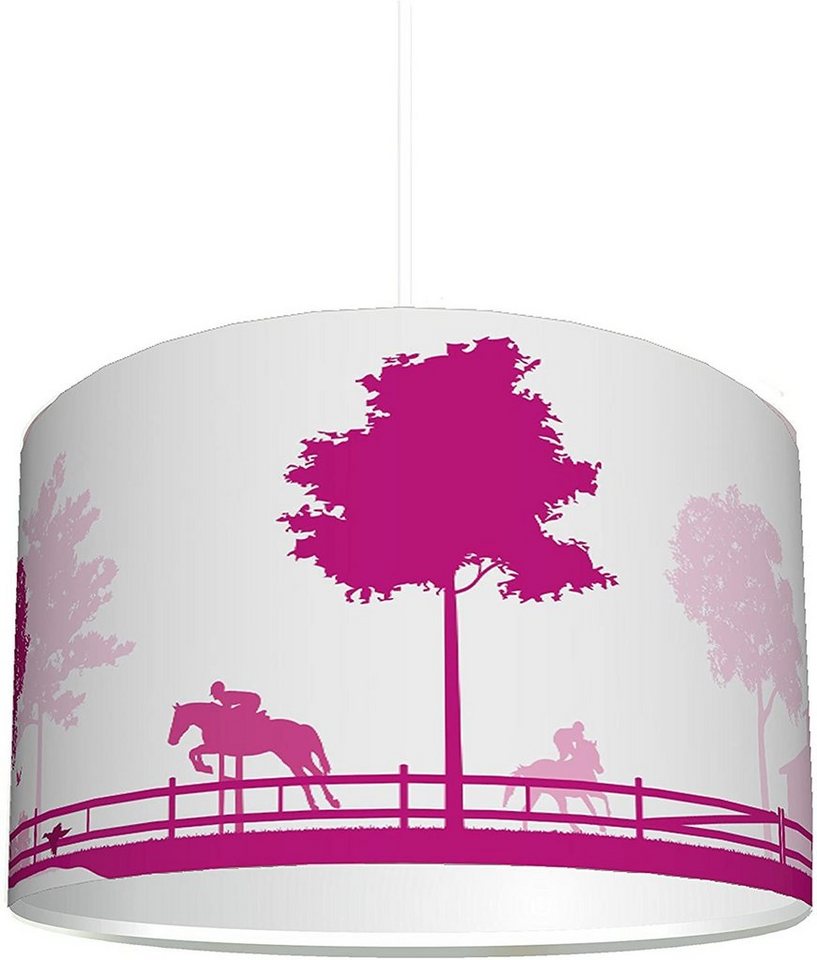 STIKKIPIX Lampenschirm KL36, Lampenschirm Reiterhof Pink", kinderleicht eine Reiterhof-Lampe erstellen, als Steh- oder Hängeleuchte/ Deckenlampe" von STIKKIPIX