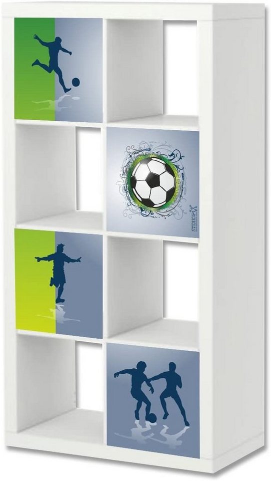STIKKIPIX Möbelfolie ER04, (MÖBEL NICHT INKLUSIVE) Fußball Möbelfolie, Aufkleber-Set passend für das Regal EXPEDIT/KALLAX von IKEA von STIKKIPIX