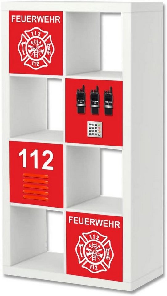 STIKKIPIX Möbelfolie ER32, (Möbel NICHT inkl) Feuerwehr Möbelfolie Regal EXPEDIT KALLAX von IKEA von STIKKIPIX