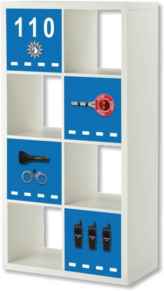 STIKKIPIX Möbelfolie ER34, (Möbel NICHT inkl) Polizei Möbelfolie Set Regal EXPEDIT KALLAX von STIKKIPIX