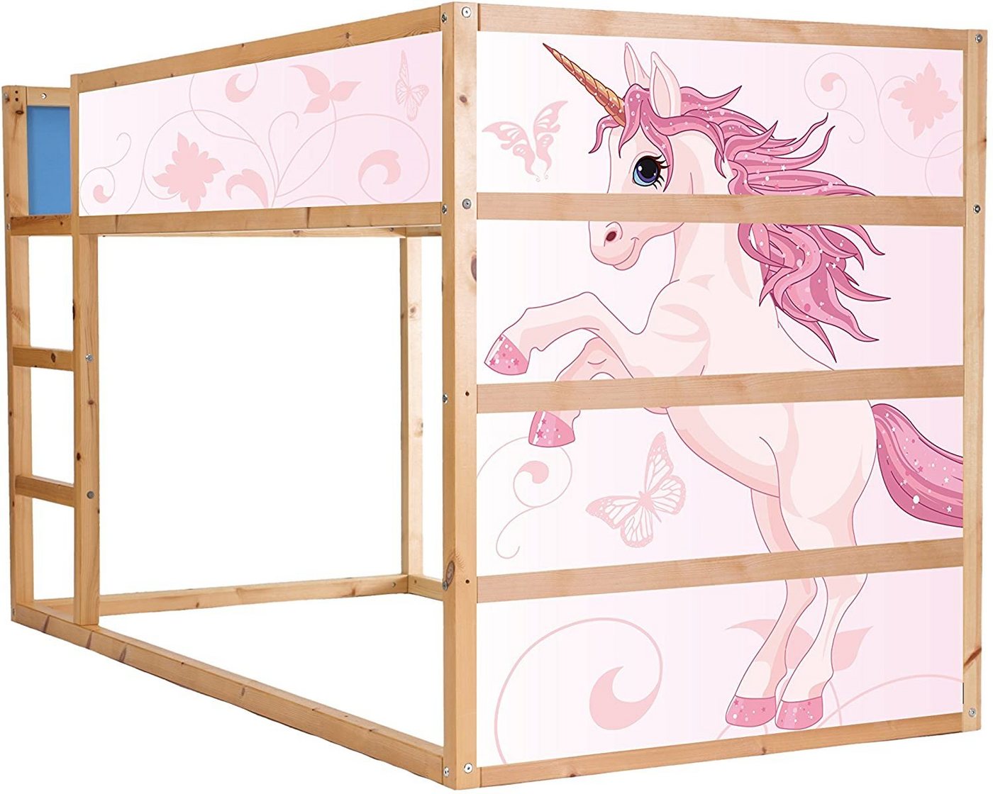 STIKKIPIX Möbelfolie IM204, (MÖBEL NICHT INKLUSIVE) Einhorn Möbelfolie selbstklebend/Aufkleber - passend für das Kinderzimmer Hochbett KURA von IKEA von STIKKIPIX