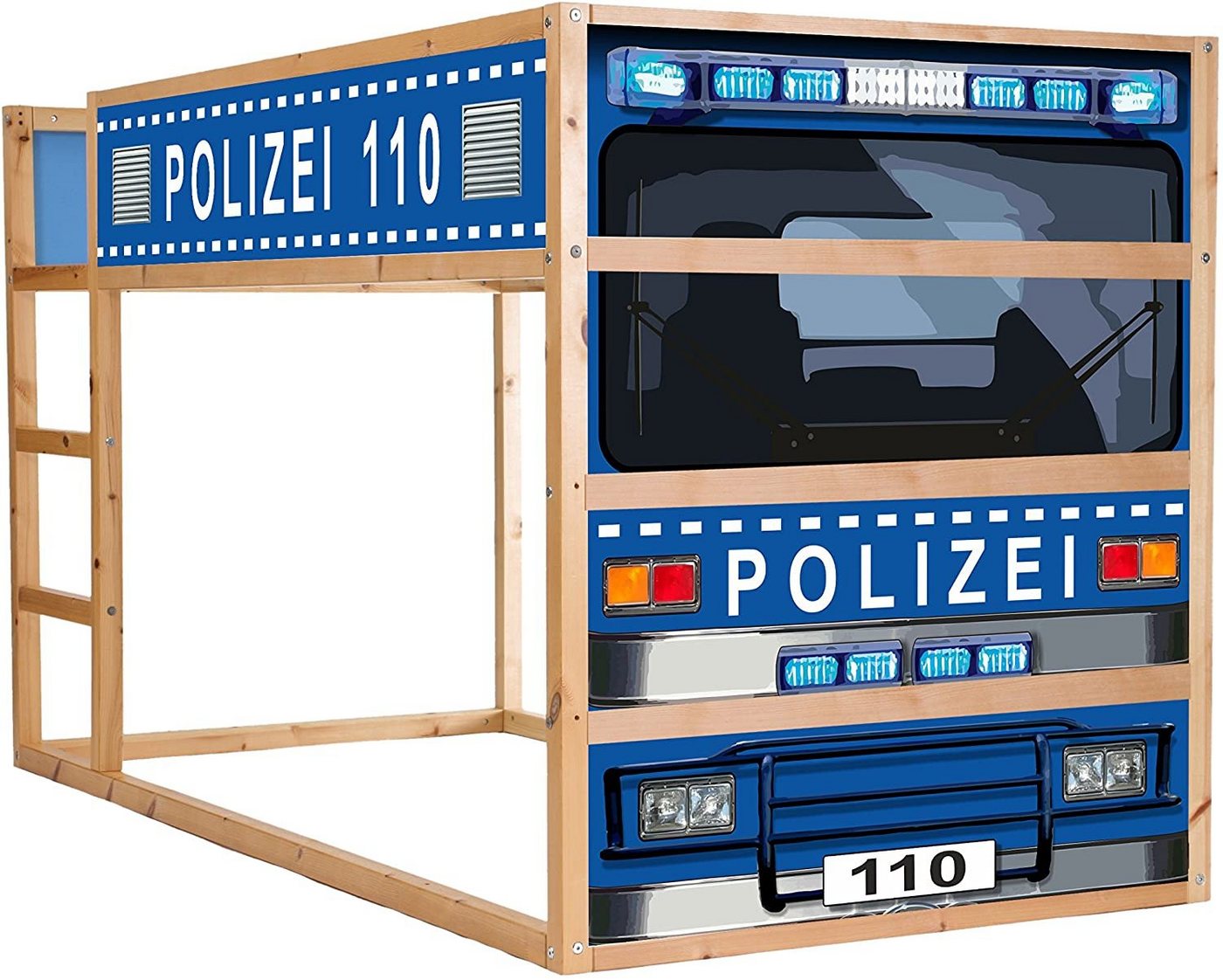 STIKKIPIX Möbelfolie IM210, (MÖBEL NICHT INKLUSIVE) Polizeiauto Möbelsticker/Aufkleber - passend für das Kinderzimmer Hochbett KURA von IKEA von STIKKIPIX