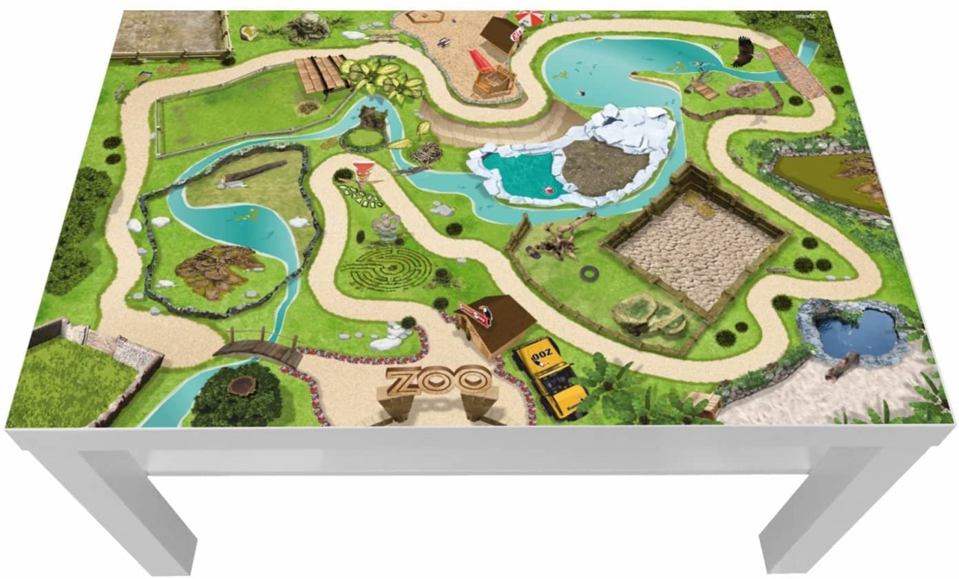 STIKKIPIX Möbelfolie LCK04, (MÖBEL NICHT INKLUSIVE) Tierpark/Zoo Möbelfolie/Aufkleber - passgenau für den Lack Couchtisch (90 x 55 cm) von IKEA - In wenigen Minuten zum einzigartigen Spieltisch für Kinder! von STIKKIPIX