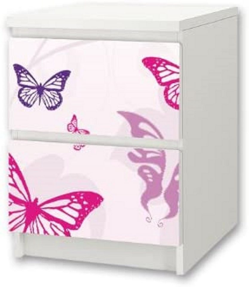 STIKKIPIX Möbelfolie NS01, (MÖBEL NICHT INKLUSIVE) Butterfly Möbelsticker/Aufkleber für Kinderzimmer Kommode/Nachttisch MALM von IKEA - NS01 von STIKKIPIX