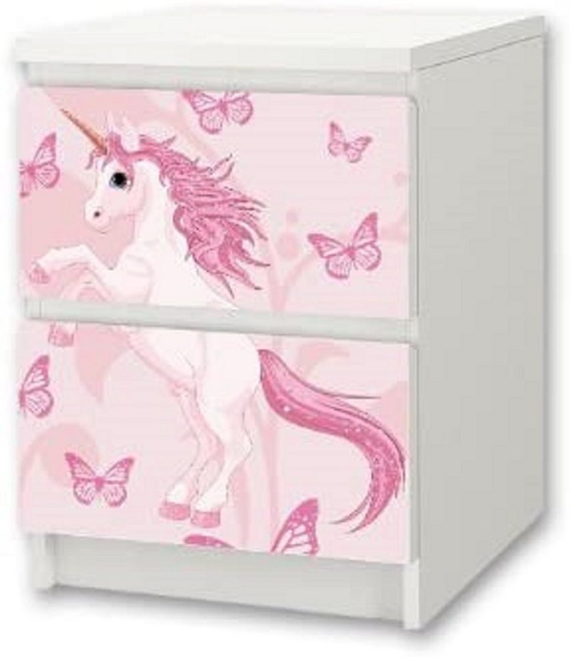 STIKKIPIX Möbelfolie NS02, (MÖBEL NICHT INKLUSIVE) Einhorn Möbelsticker/Aufkleber für Kinderzimmer Kommode/Nachttisch MALM von IKEA von STIKKIPIX