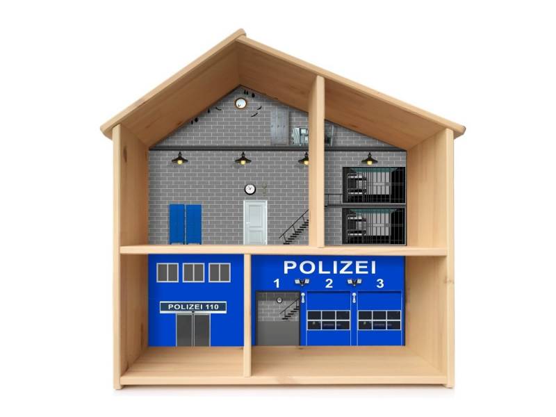 STIKKIPIX Möbelfolie PHF05, (Möbel NICHT inkl) Polizei Aufkleber Puppenhaus FLISAT von IKEA von STIKKIPIX
