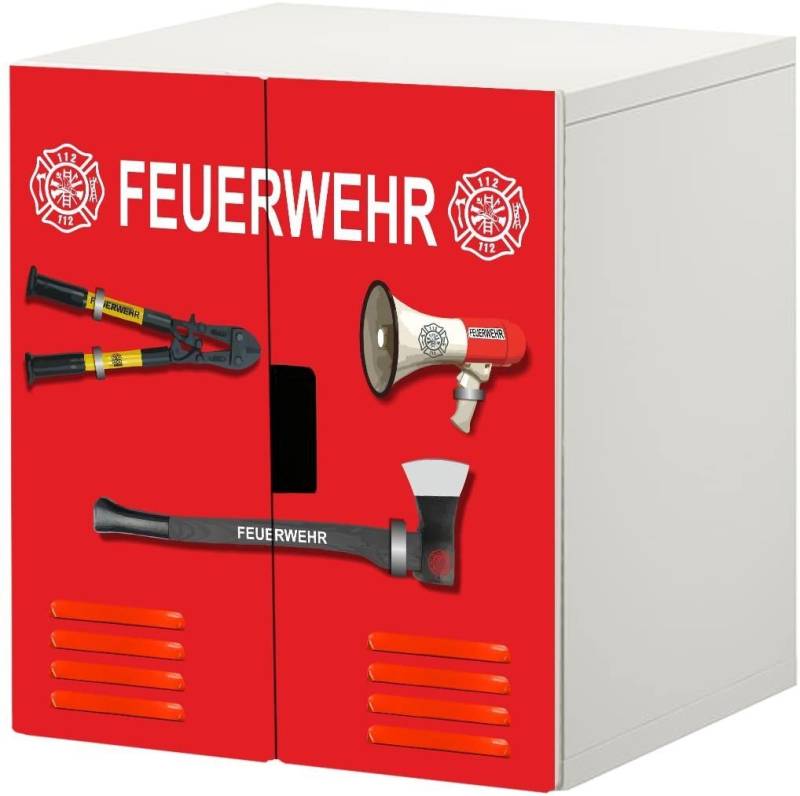 STIKKIPIX Möbelfolie STK20, (MÖBEL NICHT INKLUSIVE) Feuerwehr" Möbelfolie / Aufkleber - STK20 - passend für die Kinderzimmer Kommode / Schrank mit 2 Türen STUVA von IKEA - Bestehend aus 2 passgenauen Möbelfolien (Korpus 60 x 64 cm), STIKKIPIX" von STIKKIPIX