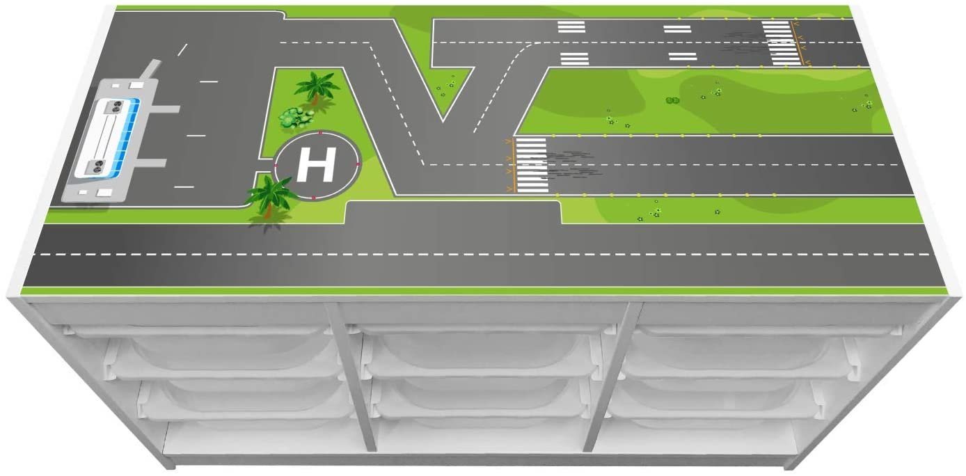 STIKKIPIX Möbelfolie TF08, (MÖBEL NICHT INKLUSIVE) Aufkleber Flughafen", passend für das Regal TROFAST von IKEA" von STIKKIPIX