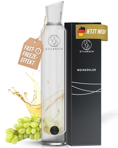 Stilbruch® Weinkühler Weinkaraffe Glaskaraffe - perfekte Temperatur in 5 Min., Weindekanter handgefertigt, Wine Cooler, Dekanter, Premium Geschenk von STILBRUCH