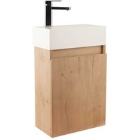 Stilform - Gäste-WC Badmöbel Waschbecken mit Unterschrank Handwaschbecken:ohne Spiegel, Eiche Natur von STILFORM