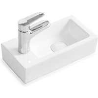 Gäste WC Waschbecken PARIS aus feinster Keramik für Wandmontage oder als Aufsatzwaschbecken mit Hahnloch:Hahnloch Rechts von STILFORM