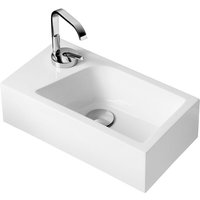 Stilform - Gäste wc Waschbecken soho aus Mineralguss für Wandmontage oder als Aufsatzwaschbecken mit Hahnloch:Hahnloch Links von STILFORM