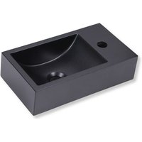 Stilform - Gäste wc Waschbecken quarz Schwarz Matt mit Hahnloch:Hahnloch Links von STILFORM