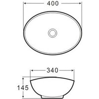 Park Waschbecken in Brillant Weiß aus feinster Keramik als Aufsatzwaschbecken ohne Hahnloch 400 x 340 x 145 mm von STILFORM