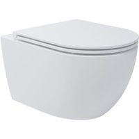 Whirlflush Hänge Wand wc Soho 3.0 Spülrandlos Tornado Spülung Weiß Glanz mit WC-Sitz Super Slim Toilette:Standard (530x360) von STILFORM