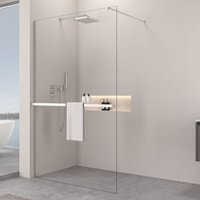 Walk-In Duschtrennwand 10mm ESG Glas 80-160 cm:140 cm, Ohne Handtuchhalter, Schwarz Matt von STILFORM