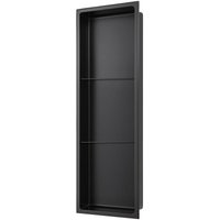 Wandnische 90 x 30 Schwarz Matt Edelstahl mit 2 Fachböden Duschablage - Stilform von STILFORM