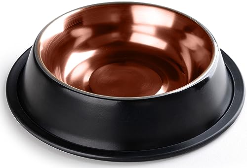 StilGut Fressnapf für Hund & Katze, Futternapf aus Aluminium 0,2 l, Hundenapf, Katzennapf, Wassernapf - Schwarz/Kupfer von STILGUT