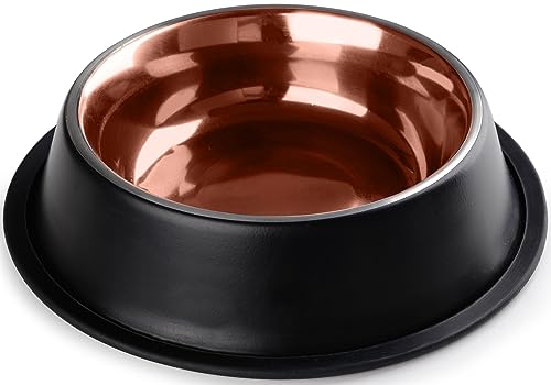 StilGut Fressnapf für Hunde, Hund Futternapf aus Aluminium 0,9 l, Hundenapf, Wassernapf - Schwarz/Kupfer von STILGUT