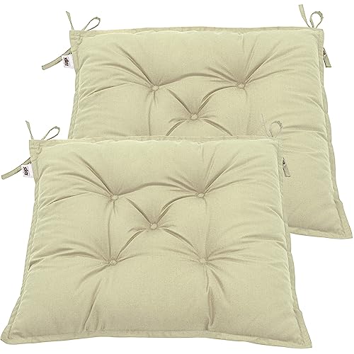 STILISTA® 2er Set Sitzkissen 40 x 40 x 8 cm Visco Effekt Indoor und Outdoor, Creme von STILISTA