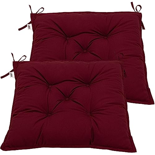 STILISTA® 2er Set Sitzkissen 40 x 40 x 8 cm Visco Effekt Indoor und Outdoor, dunkelrot von STILISTA