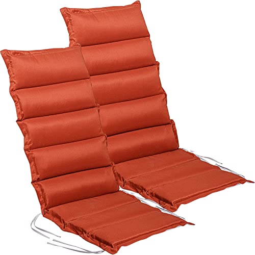 STILISTA® 2er Set Stuhlauflage Hochlehner mit Wendefunktion 120 x 47 x 5 cm Indoor und Outdoor, Terracotta/grau von STILISTA