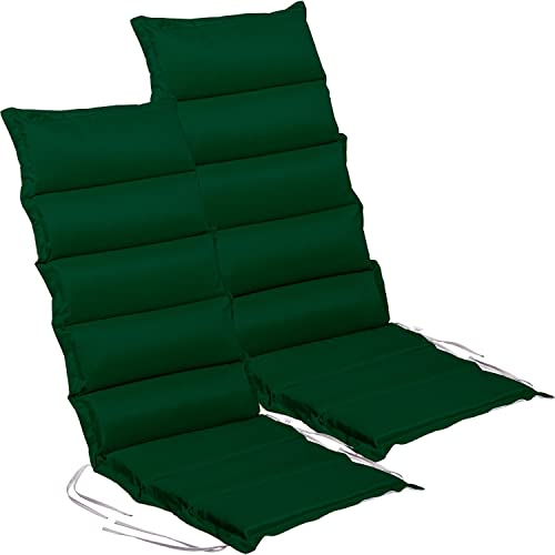 STILISTA® 2er Set Stuhlauflage Hochlehner mit Wendefunktion 120 x 47 x 5 cm Indoor und Outdoor, grün/grau von STILISTA