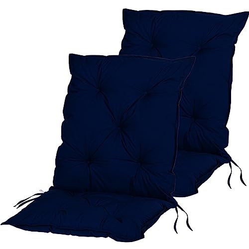 STILISTA® 2er Set Stuhlauflage Niedriglehner 104 x 52 x 8 cm Indoor und Outdoor, blau von STILISTA