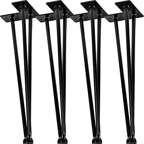 STILISTA® 4er Set Hairpin Legs Möbelfüße mit DREI Stangen 30 bis 70 cm, schwarz oder Silber von STILISTA