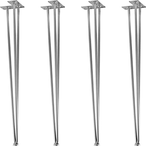 STILISTA® 4er Set Hairpin Legs Möbelfüße mit DREI Stangen 30 bis 70 cm, schwarz oder Silber von STILISTA