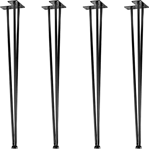 STILISTA® 4er Set Hairpin Legs Möbelfüße mit DREI Stangen 30 bis 70 cm, schwarz oder Silber von STILISTA