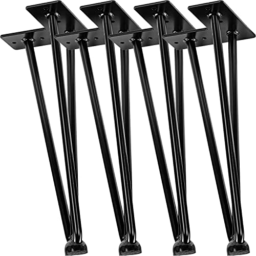 STILISTA® 4er Set Hairpin Legs Möbelfüße mit DREI Stangen 30 bis 70 cm, schwarz oder Silber von STILISTA