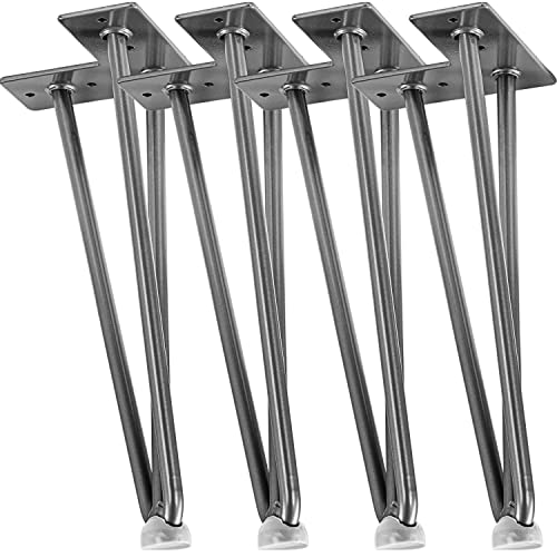 STILISTA® 4er Set Hairpin Legs Möbelfüße mit DREI Stangen 30 bis 70 cm, schwarz oder Silber von STILISTA