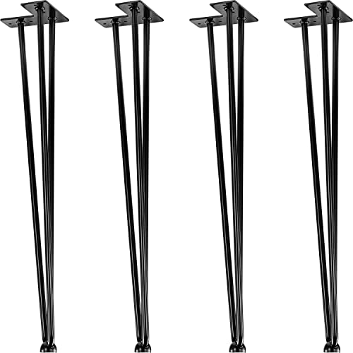 STILISTA® 4er Set Hairpin Legs Möbelfüße mit DREI Stangen 30 bis 70 cm, schwarz oder Silber von STILISTA