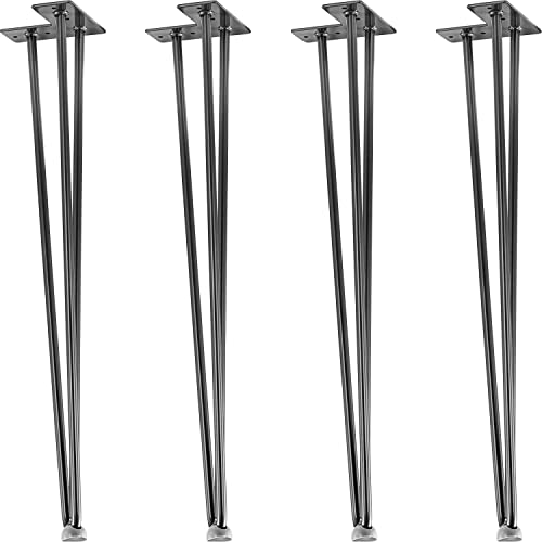 STILISTA® 4er Set Hairpin Legs Möbelfüße mit DREI Stangen 30 bis 70 cm, schwarz oder Silber von STILISTA