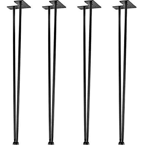 STILISTA® 4er Set Hairpin Legs Möbelfüße mit Zwei Stangen 10 bis 70 cm, schwarz oder Silber von STILISTA