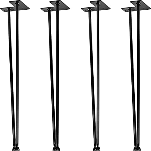 STILISTA® 4er Set Hairpin Legs Möbelfüße mit Zwei Stangen 10 bis 70 cm, schwarz oder Silber von STILISTA